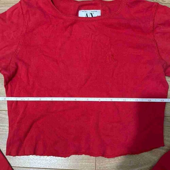 Armaniexchange red long sleeve cropped top size small 100%cotton - Picture 2 of 3